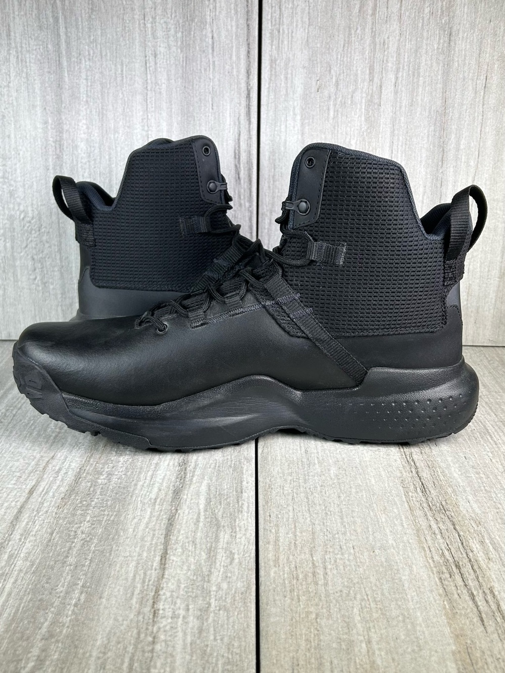 WORN 1x Under Armour Micro G Stellar Mid Black Tactical Combat Boot Mens Size 15 - Picture 2 of 10